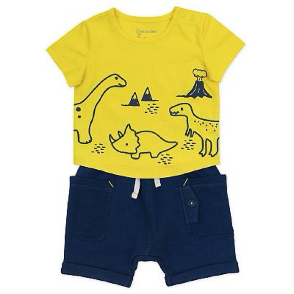 NWT Baby Mac & Moon 2-Piece Dinosaur Print Shorts Set Size 3M Super Cute 🥰